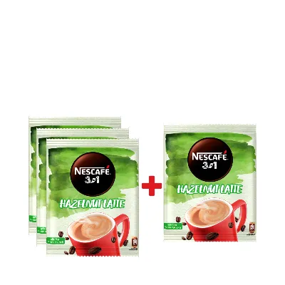 Nestle Nescafe Hazelnut Latte Coffee Mix 22 gm (Buy 3 Get 1 Free)