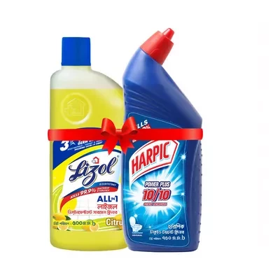 Harpic Liquid Toilet Cleaner 750 ml & Lizol Citrus Floor Cleaner 500 ml (Combo Offer)