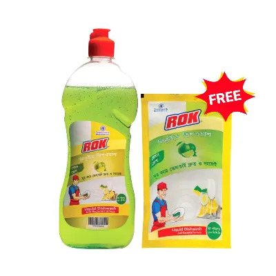 Rok Lemon Liquid Dishwash (Free Dishwash Refill 250 ml)