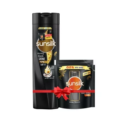 Sunsilk Shampoo Stunning Black Shine ( Free Sunsilk Shampoo Pouch Pack 75 ml)